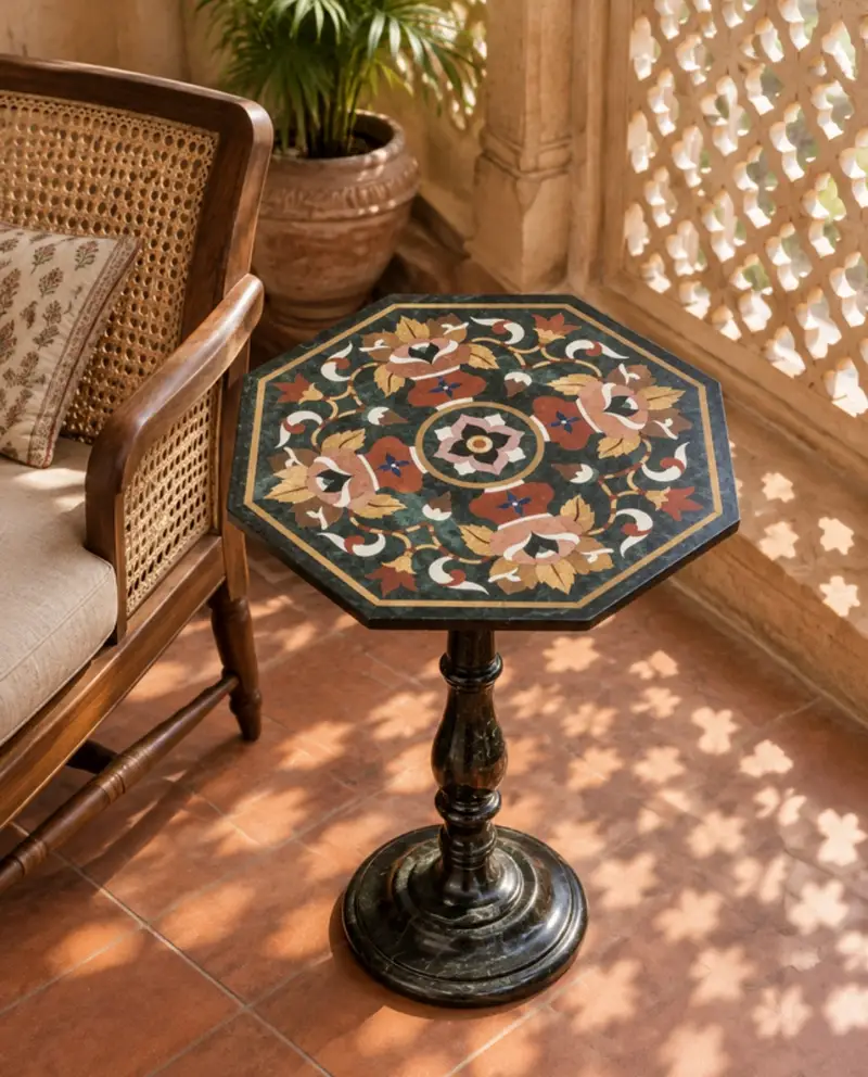 Octagonal inlaid side table
