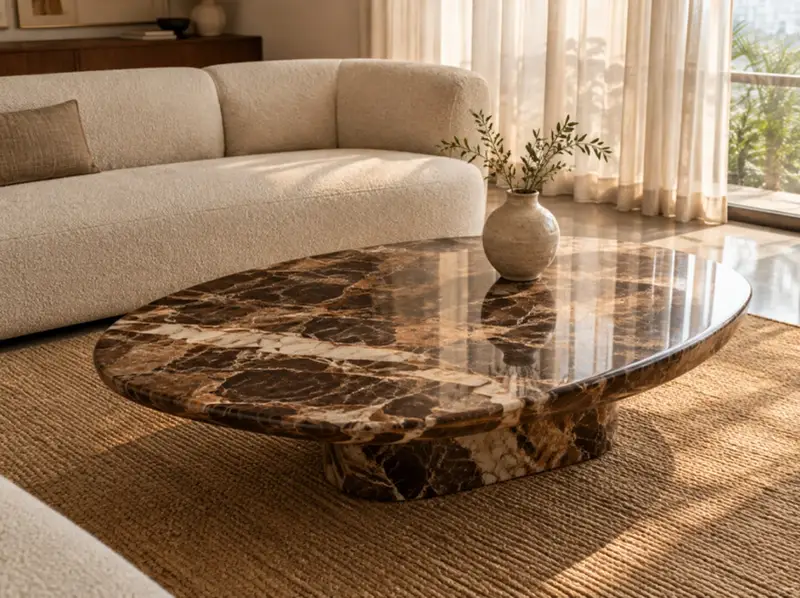 Brown marble pebble coffee table