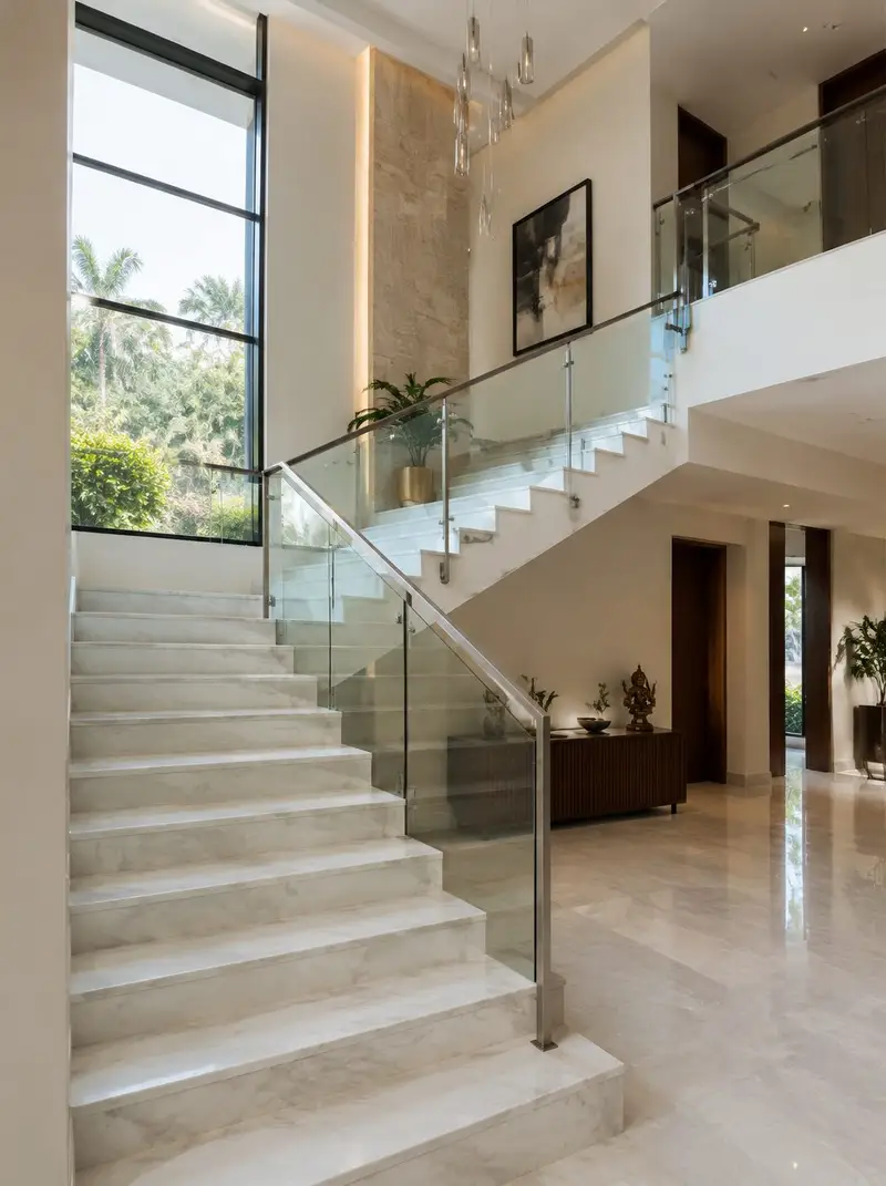 Stainless steel and glass stair railing