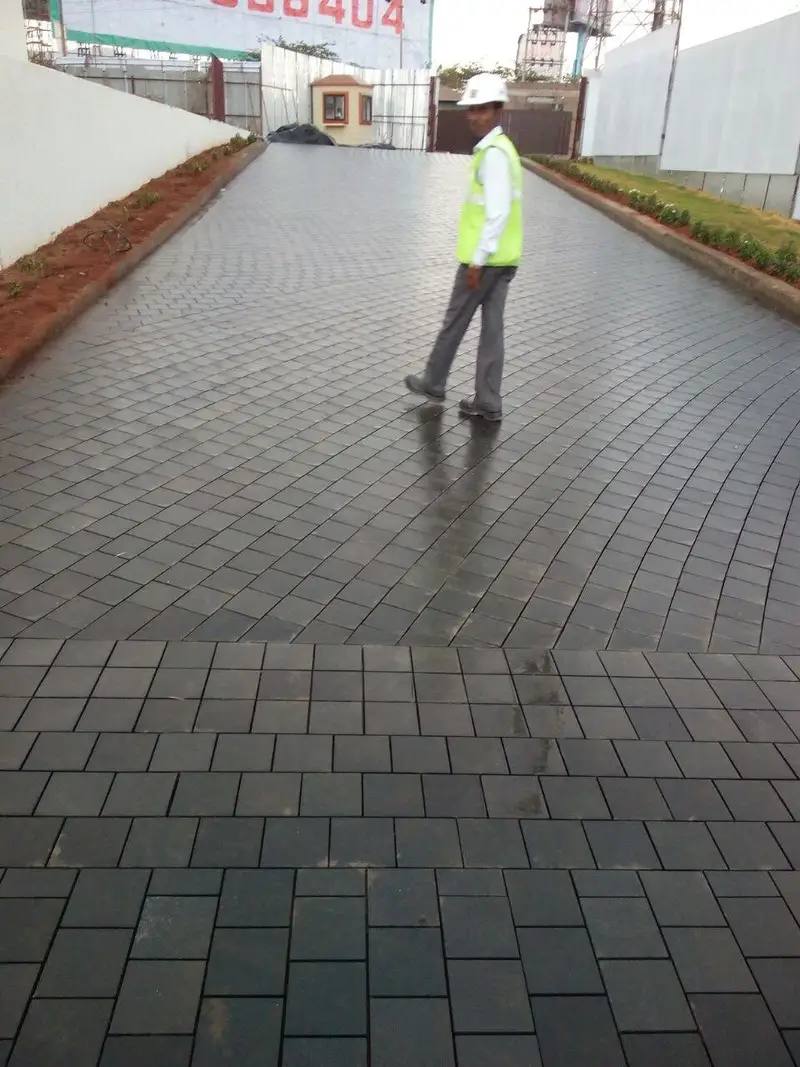 Black granite pavers