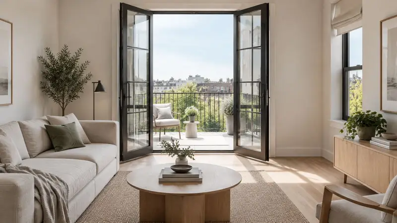 Glazed steel French doors