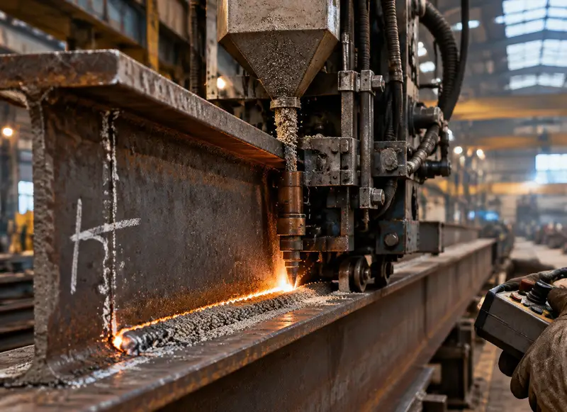 Submerged arc welding of a built-up column