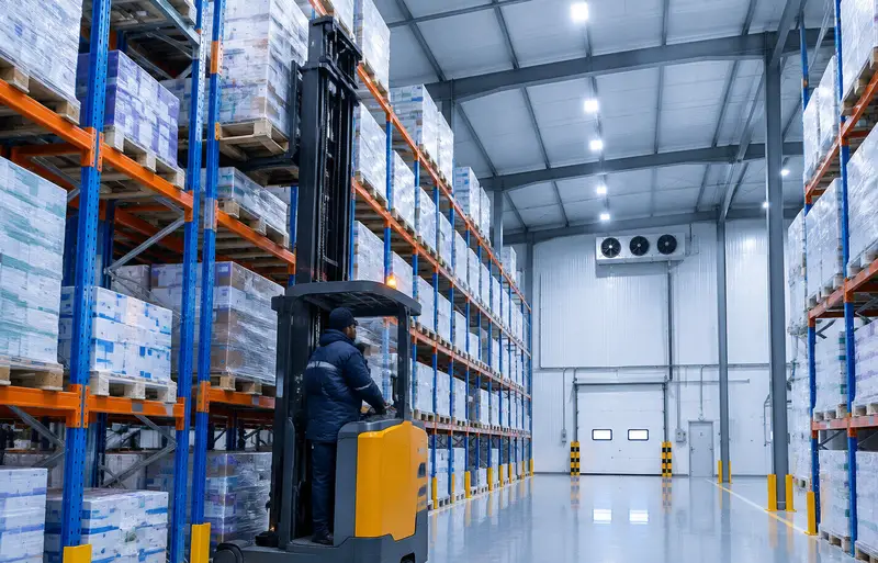 Racked cold storage warehouse